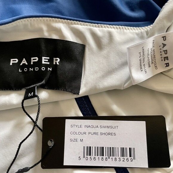 Paper London Inagua Swimsuit One Piece  Color Pure Shores Halter Tie Back Size M - Picture 6 of 6